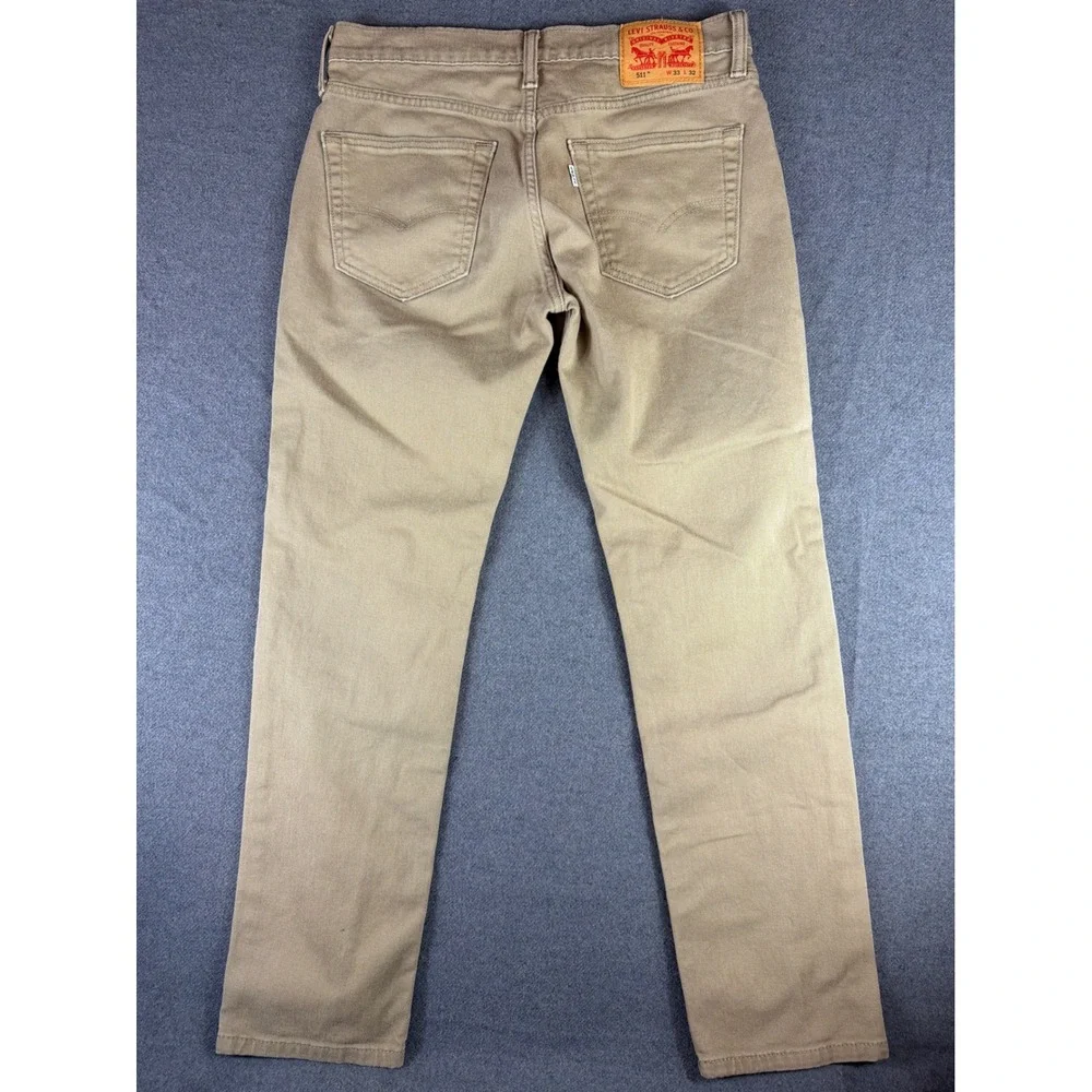Levi's 511 Slim Fit Pants Mens 32x30 Khaki Tan Stretch Cotton Jeans‎ White Tab